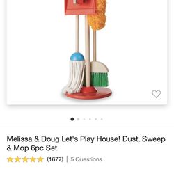 New In Box Melissa & Doug Kids Clean Up Mop Broom Set
