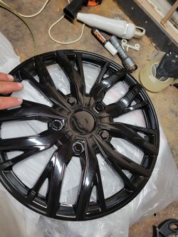 15 Inch Universal Hubcaps, Glossy Black Wheel Covers,