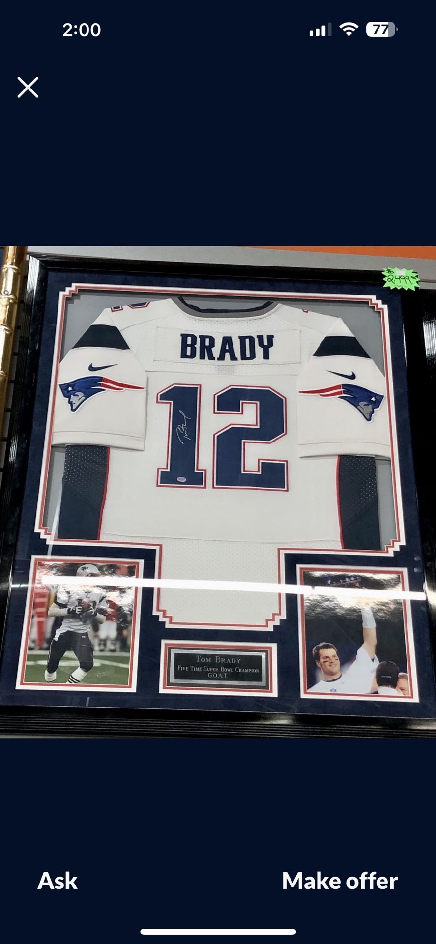 Tom Brady New England Patriots jersey Signed
