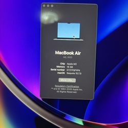 2022 MacBook Air M2 13.6” | 16GB RAM | 256GB SSD | Excellent Condition
