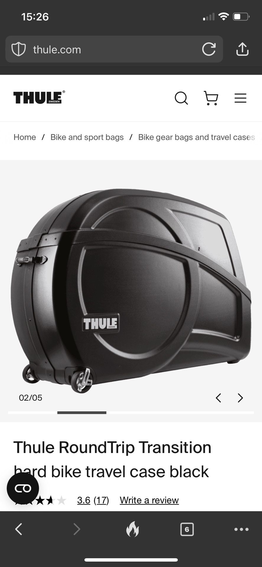 Thule RoundTrip Transition hard bike travel case black for Sale in