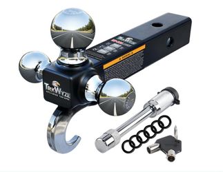 TrkWyze Trailer Hitch, Chrome Plated, 1 7/8 Ball Hitch, 2 Inch Ball Hitch, 2 5/16 Ball Hitch, Rust Resistant Tri Ball Mount, 10,000 Lbs GTW Tow Hitch