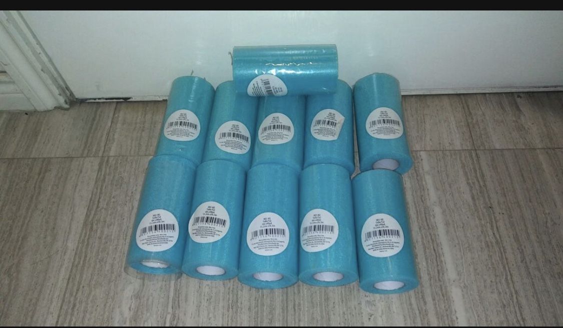 Teal Tulle For Crafts Etc. 11 New Rolls All For 10.00 Dollars Cash In Hurst Cross Posted