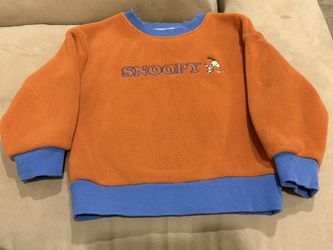 Snoopy Orange Blue Fleece Jacket Kids 100/52 Long Sleeve Embroidered Peanuts
