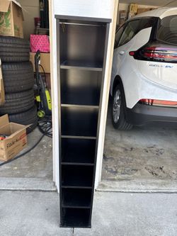 ► Slim Multimedia Storage Tower w/ Adjustable Shelves Black