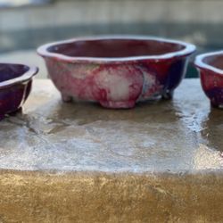 Set Of Hand Glazed Clay Bonsai Succulent Pots
