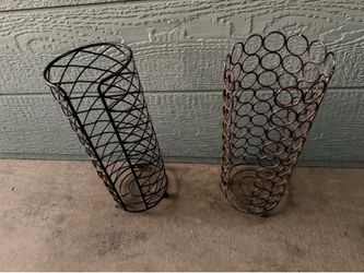 2 Decorative Metal Toilet Paper Holders / Bathroom Storage Stands