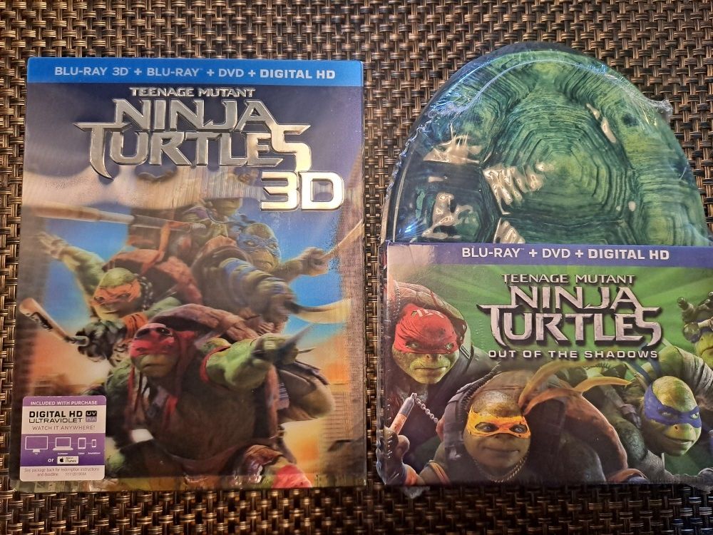**NEW**TEENAGE MUTANT NINJA TURTLES 3D BLU RAY, AND TEENAGE MUTANT NINJA TURTLES OUT OF THE SHADOWS-BLURAY 3 DISC PACK