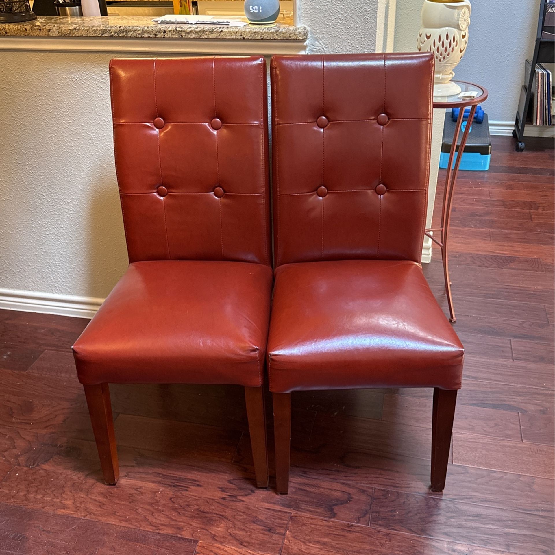 Red Leather Chair Pair