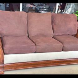 Priced To Sell 87” Tommy Bahama Style Sofa Solid Wood/Wicker