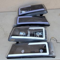 03-06 Chevrolet Silverado Avalanche LED DRL Headlights Luces Micas Calaveras Faros Faroles Focos Chevy Headlamps 