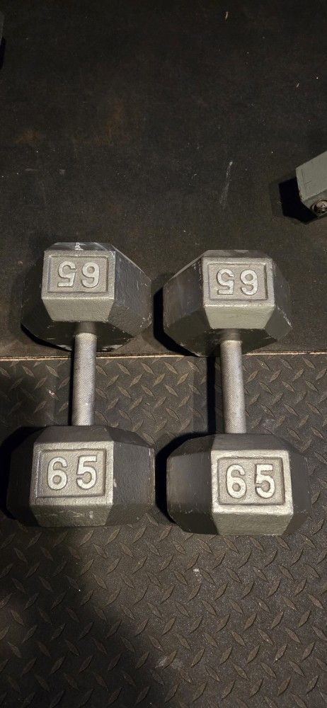 65LB  HEX DUMBBELLS PAIR  STEEL DUMBBELL WEIGHTS  SET
