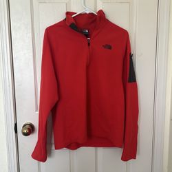 Cotton Pure Red North Face Fleece Jacket Sweater 