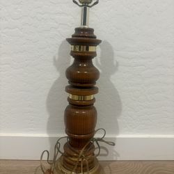 Vintage Wooden Lamp With Brass