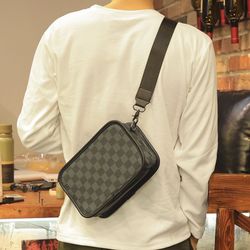Plaid fashion shoulder bag street trend shoulder bag Korean version men's cross-body bag outdoor commuting small shoulder bag