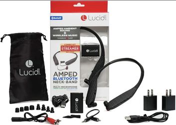 Lucid Audio Amped HearBand and Wireless TV Streamer - Bluetooth Earbuds, Black