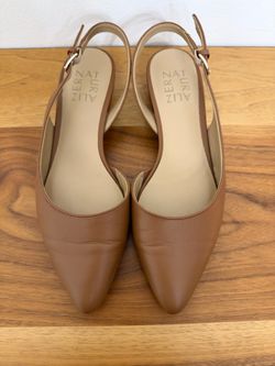 Naturalizer Tan Leather Slingback Pointed-Toe Flats