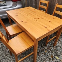 Ikea Jokkmokk solid pine dining table and 4 chairs country cabin cottage farmhouse fair condition
