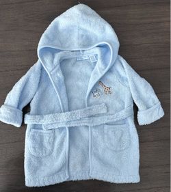 Baby Blue Hooded Terry Cloth Bathrobe