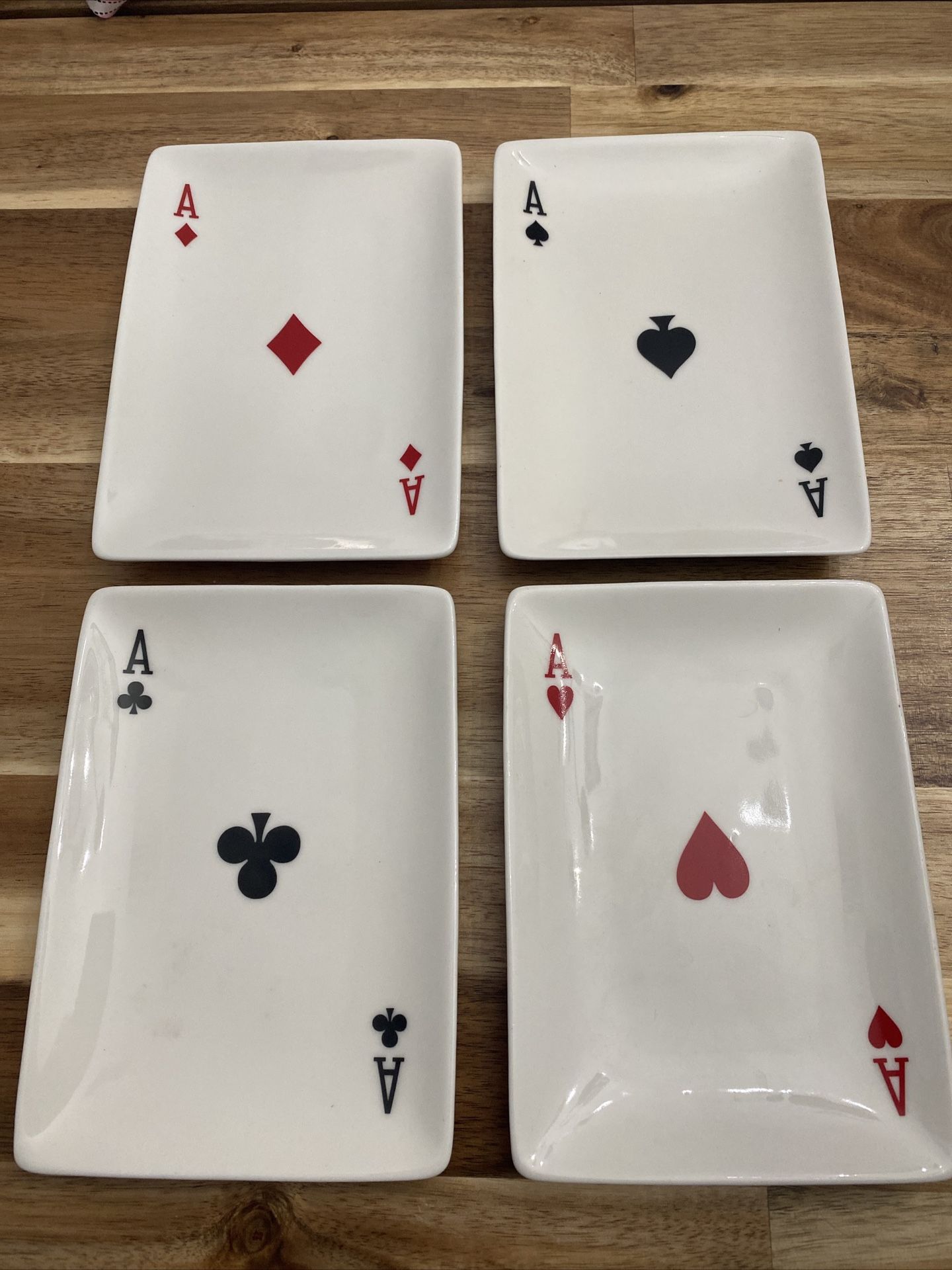 Restoration Hardware Ace Playing Cards Four Appetizer Snack Plates/ Dish