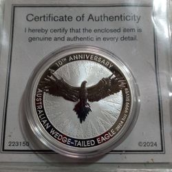 2024 1oz Silver Australian Wedge Tailed Eagle 10th Anniversary Silver Coin