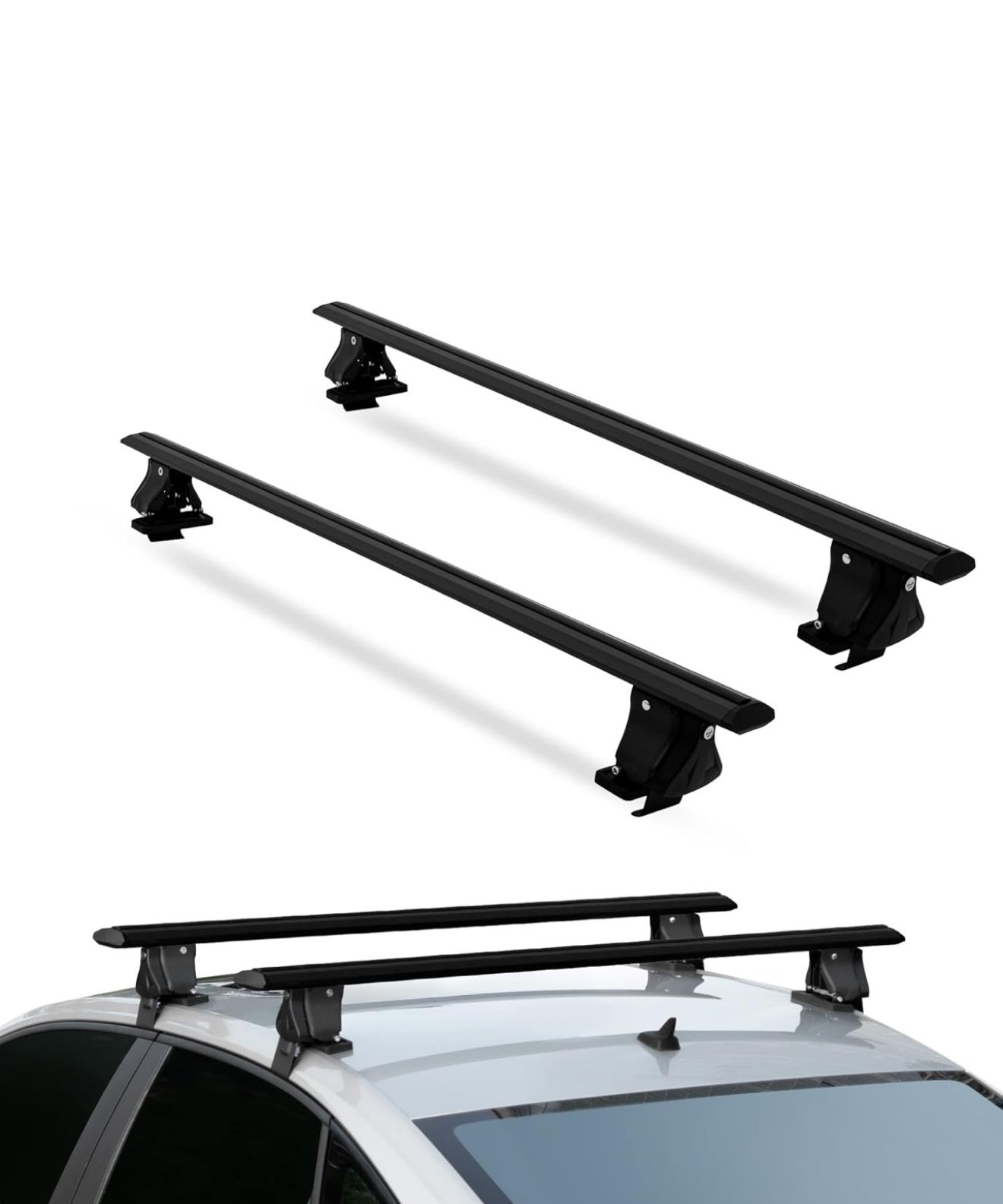 CARVERTON Universal Roof Rack Cross Bars Thick Aluminum Crossbars Roof Rack Adjustable Lockable Luggage Rack Bars Fits Mos