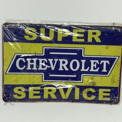 Chevrolet Super Service Metal Tin Sign Vintage Garage Auto Decor 12x8