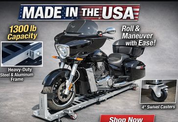 Motorcycle dolly for garage.