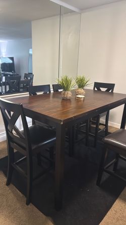 Solid Wood 6-Person Counter-Height Dining Set