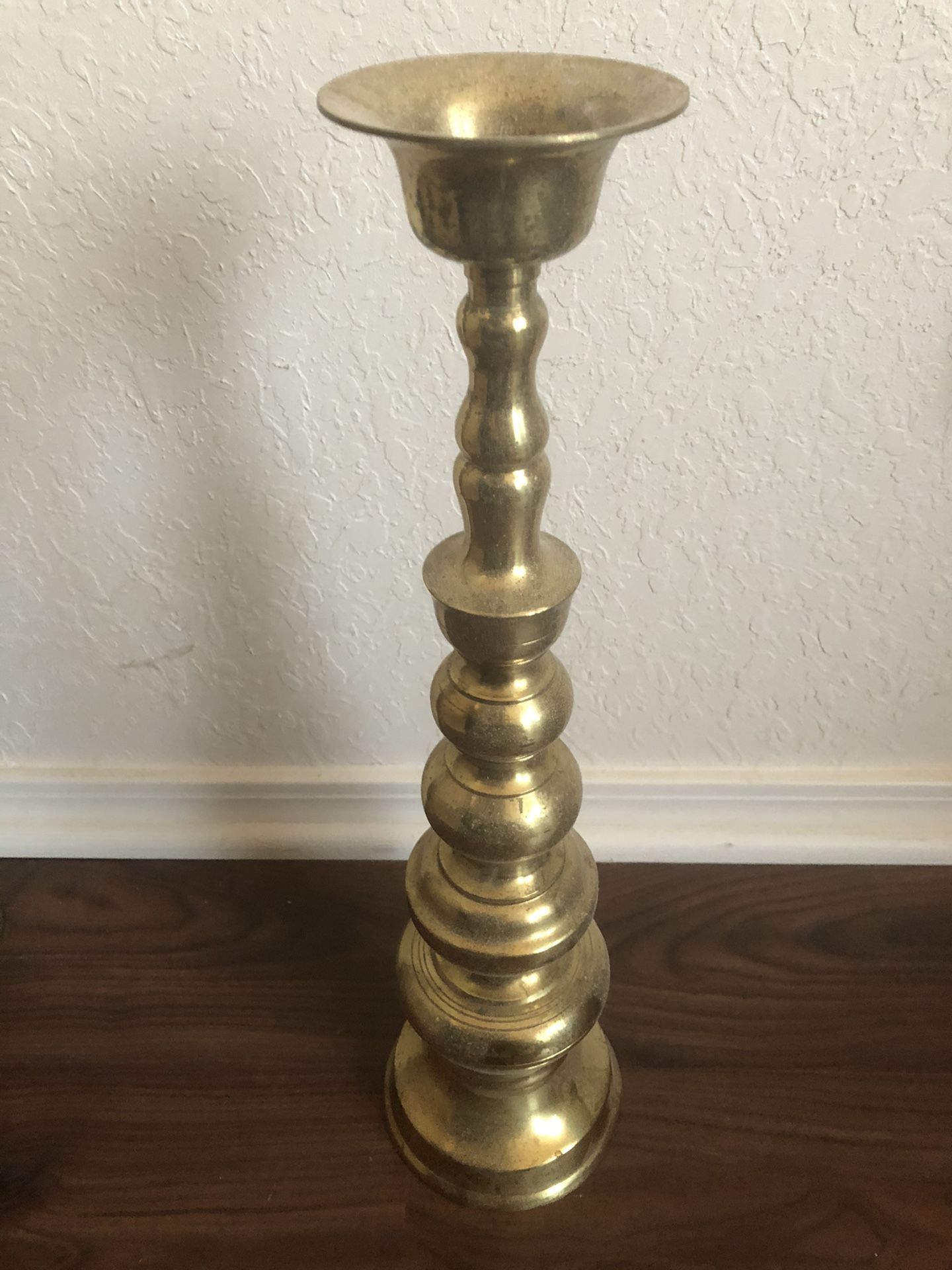 Brass candle holder or votive cup holder can be one tall 18” or broken down to two smaller ones