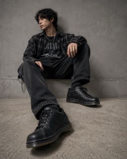 VTG Dr. Martens Men's Oxford Shoes US 12 Black AW004 Leather Lace Up Streetwear