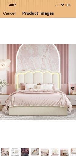 New in box Queen size bed frame with drawers and led lights