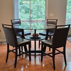 Ciara Espresso 5 Pc 54" Round Counter Height Dining Set With Brown Stools