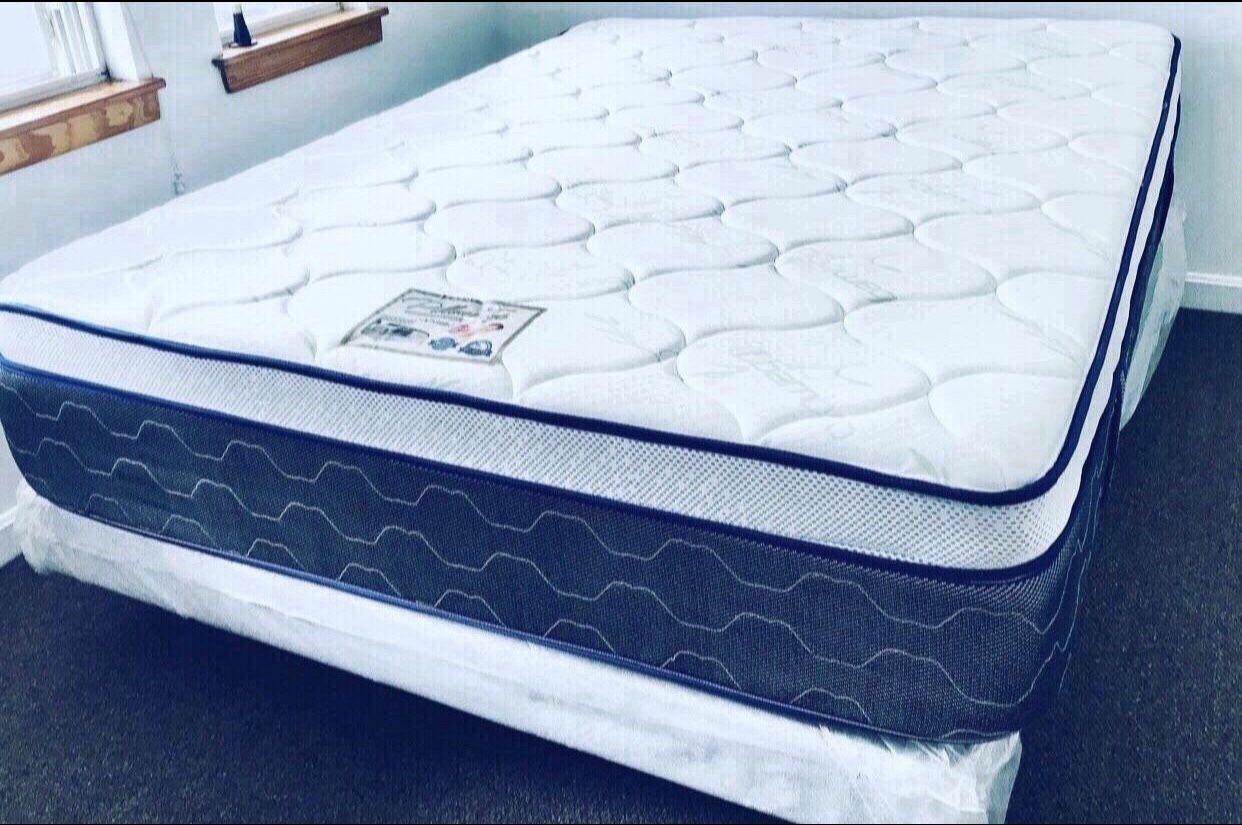 MATTRESS+REGULAR BOX Queen Size Pillow Top Medium Soft 11””thick box 9”brand new delivery available we Finance Furniture