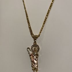Stainless Steel Chain With St.  Jude Pendant 