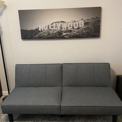 Gray Futon Sofa Turns Into Bed 