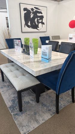 Faux marble dining table
