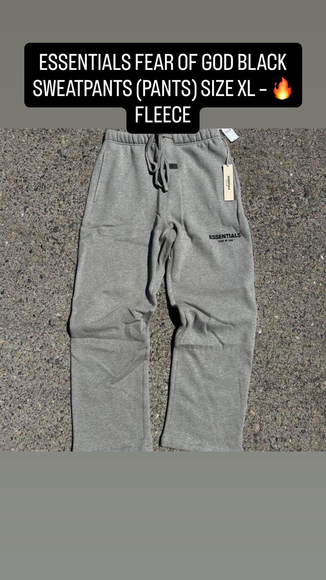 🔥 ESSENTIALS FEAR OF GOD BLACK SWEATPANTS – SIZE XL (FLEECE)