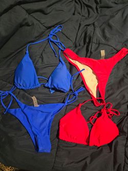 2-Piece Swimsuit Bundle - Royal Blue & Bright Red Bikini Sets - Size Medium
