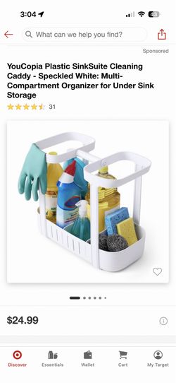 YouCopia Plastic SinkSuite Cleaning Caddy - Speckled White: Multi-Compartment Organizer for Under Sink Storage