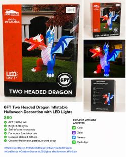 6 FT Two-Headed Dragon Halloween Inflatable