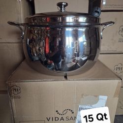 Caldero De 15qt  De Acero Inoxidable 5ply Vida Sana 