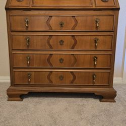 Vintage Wood Drop Front Secretary Writing Desk