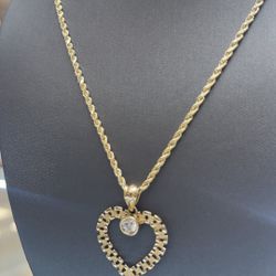 Heart Pendant With Rope Chain 10kt Gold 1875