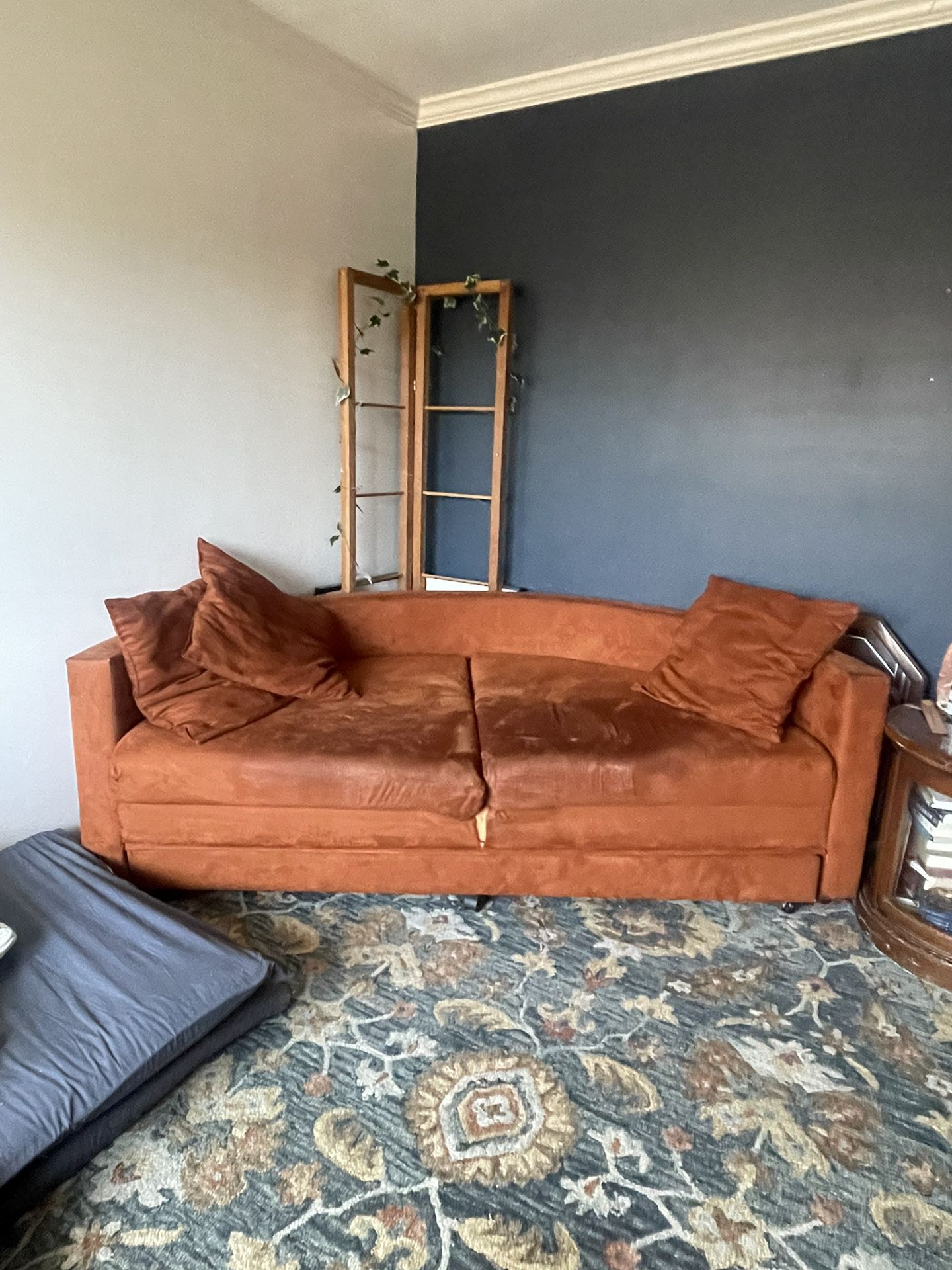 Orange Half Circle Fold Out Couch