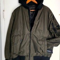 Men's Green Guess Jacket XL Army Bomber 