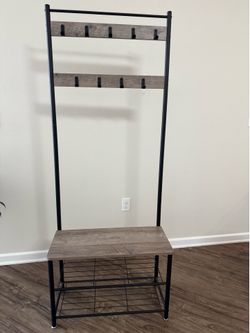 Entryway Hall Tree with Bench & Shoe Storage