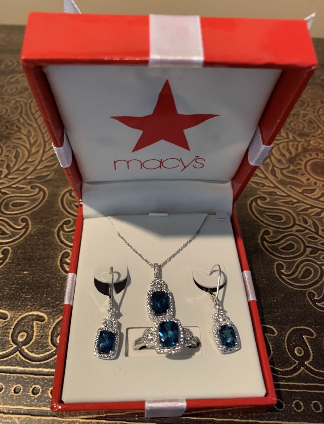 Sterling Silver London Blue Topaz Boxed Set