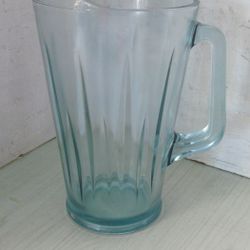 Rare HTF Heavy Weight Glass 8 Cup Fluted Handled Pitcher 