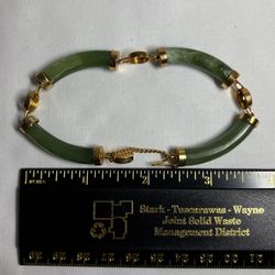 Jade Look Link Bracelet With Chinese Characters